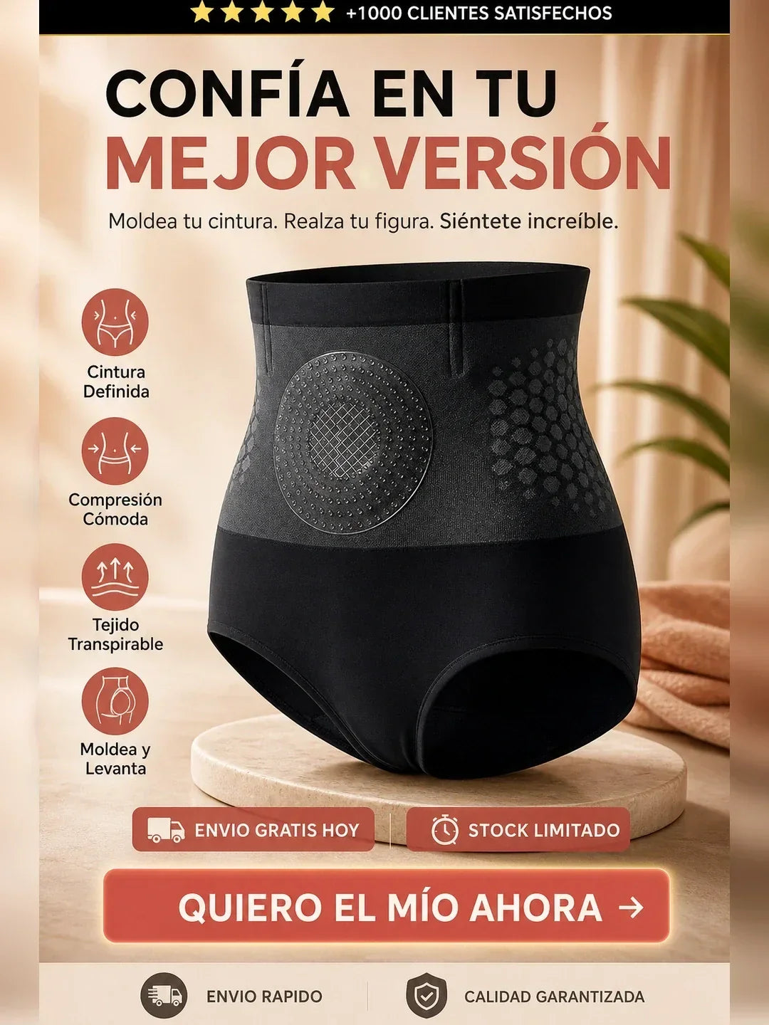 Short Moldeador Abdomen – Compresión 360° y Soporte Lumbar (1 unidad) – Altiera